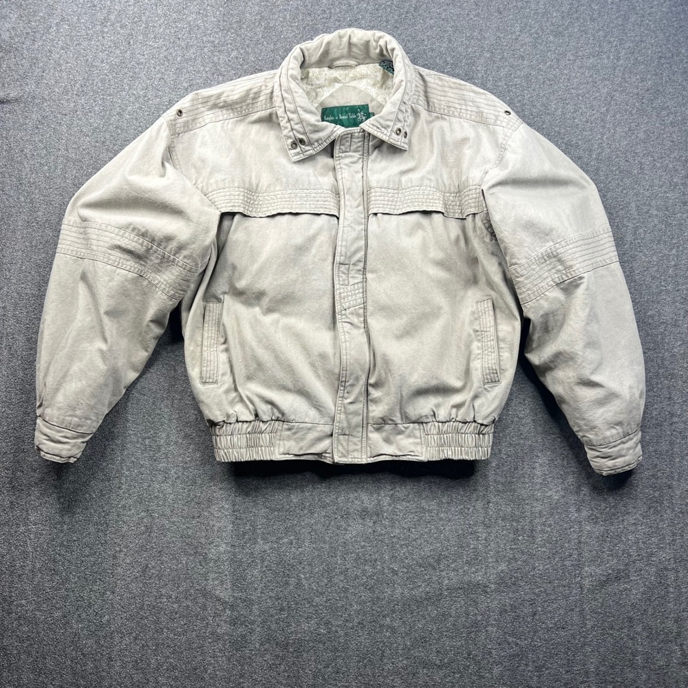 Vintage Knights of Round Table Bomber Jacket Mens Large Beige Cotton Chore VTG